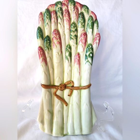 Other - Vintage Ceramic Asparagus Serving Dish 9 1/2" Spoon Rest Italy #6967  Majolica